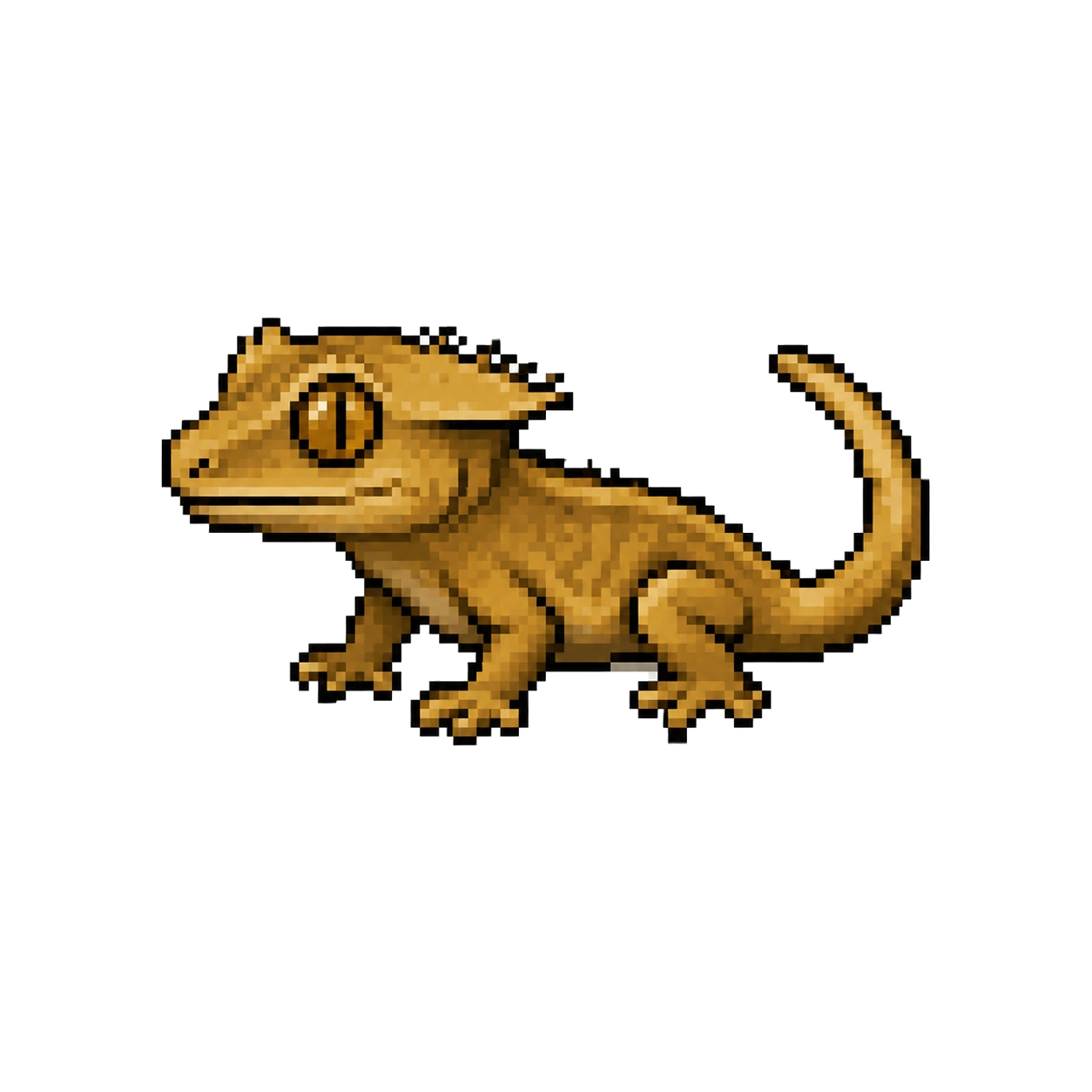 Crested Gecko pixel-art illustration
